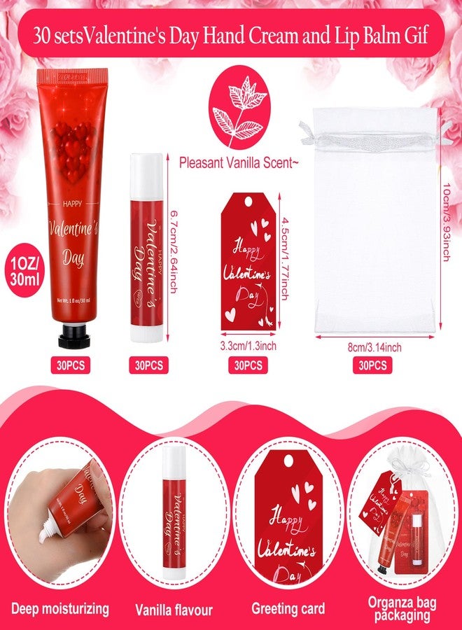 Heigble 30 Sets Valentine's Day Hand Cream and Lip Balm Gift Bulk for women Romantic Love Heart Gifts with Organza Bag, Tag, Valentine Party Favors for family Teacher Nurse Coworker - Image 2